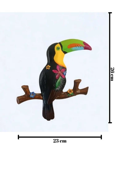 Gobo Büyük Boy Dekoratif Tukan Kuşu Farklı Renklerde Hediye Kutulu 1 Adet 23 x 26 cm - Resim 3