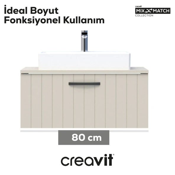 D10 Next Lavabo Dolabı Çekmeceli 80 cm Dafne Lake - Resim 3