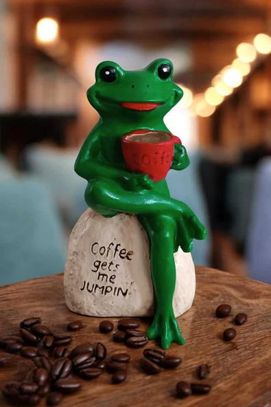 Gobo Keyifçi Kurbağa Dekoratif Obje El Boyaması Figür 15x8 Cm ürün görseli 1