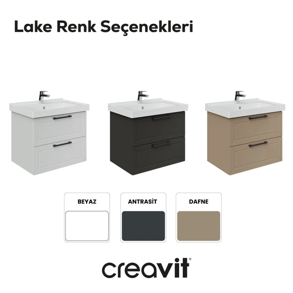 D20 65 Cm İki Çelmeceli Lavabo Dolabı Beyaz Lake Kapak - Resim 5