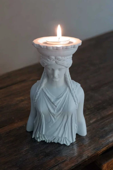 Gobo Dekoratif Masa Üstü Karyadit Kızı Hediyeli Mumluk Beyaz ürün görseli