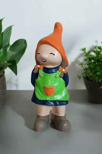 Gobo Dekoratif Bahçe ve Balkon Cüceleri Farklı Renklerde Seramik Tozu El Boyaması (24 x 10 cm) 1 Adet - Resim 3