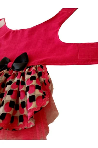 Gobo Siyah Fiyonklu Pembe Kedi ve Köpek Kıyafeti Elbisesi Medium/M/beden 2 - 4