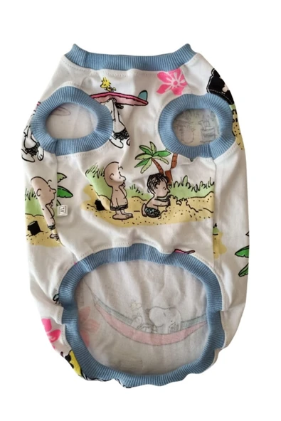 Gobo Snoopy Desenli Mavi Kollu Kedi Köpek Kıyafeti Elbisesi Large/L/Beden 3