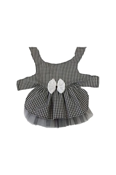 Gobo Beyaz Siyah Kareli Dişi Kedi Köpek Kıyafeti Elbisesi Large/l/beden 3 - Resim 7