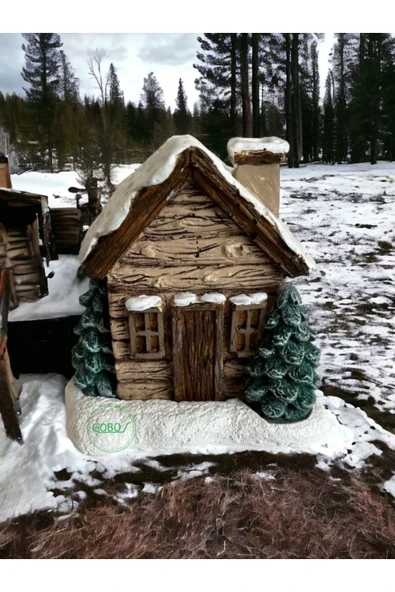 Gobo Sütlü Kahve Renkli Kar Efektli Ev Şeklinde Tütsülük Seramik Tozu - Resim 2