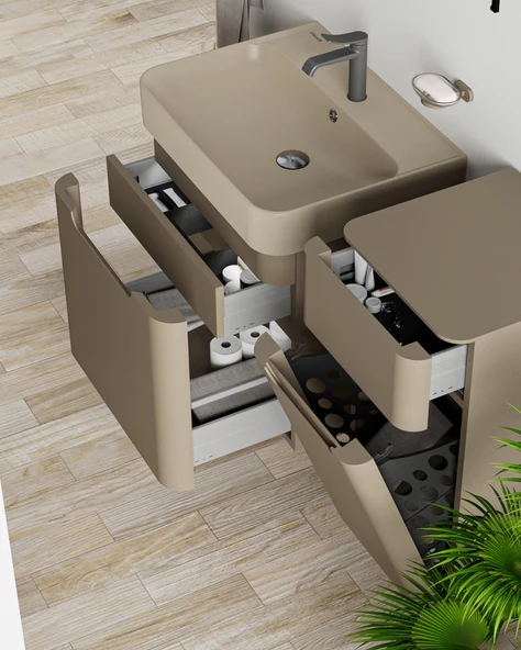 Colorit Çekmeceli Lavabo Dolabı 60 cm Cappuccino ürün görseli 1