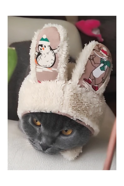 Gobo Peluş Tavşan Kulaklı Çizgi Film Karakterli Kedi Köpek Şapkası Yumuşacık Kedi Köpek Kıyafeti - Resim 2