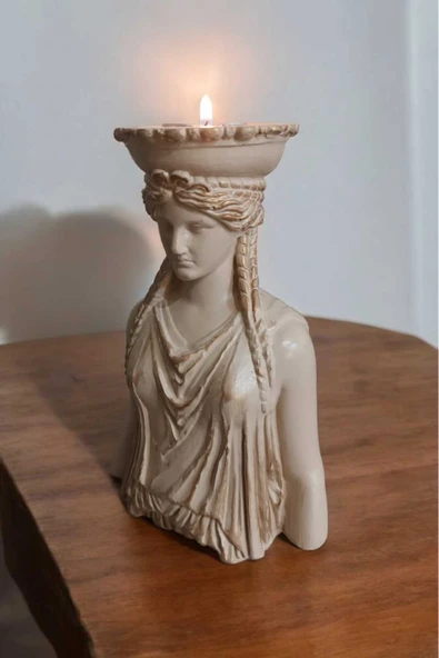 Gobo Dekoratif Masa üstü Karyadit Kızı Bacasız Şömine Sütlü Kahve - 3