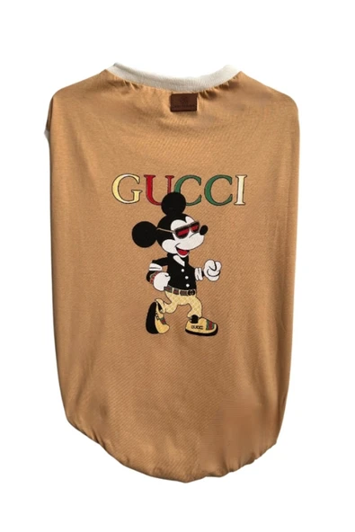 Gobo Orta ve Büyük Irk Mickey Mouse Desenli Sütlü Kahve Kedi Köpek Kıyafeti Elbisesi 5XL/Beden 2