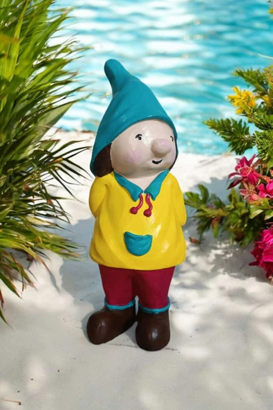 Gobo Dekoratif Bahçe ve Balkon Cüceleri Farklı Renklerde Seramik Tozu El Boyaması (24 x 10 cm) 1 Adet - Resim 4