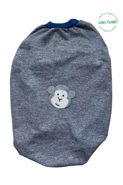 Gobo Beyaz Maymun Aksesuarlı Gri Kedi Köpek Kıyafeti Elbisesi S/SMALL/Beden 1 - 1