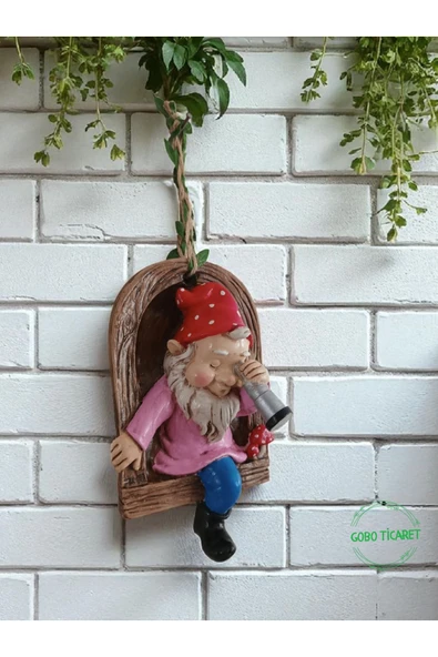 Gobo Dürbünlü Cüce Kapı Duvar Balkon Süsü Farklı Renklerde 14x10 cm - Resim 2