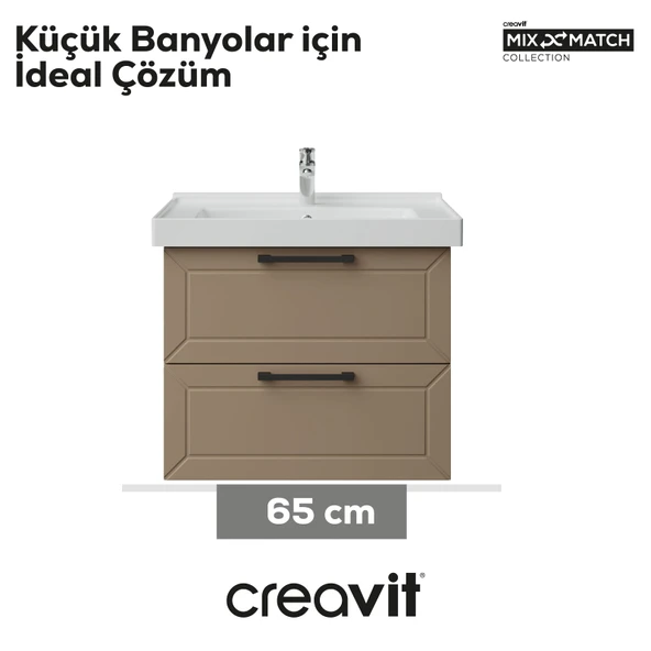 D20 65 Cm İki Çelmeceli Lavabo Dolabı Dafne Lake Kapak - Resim 4