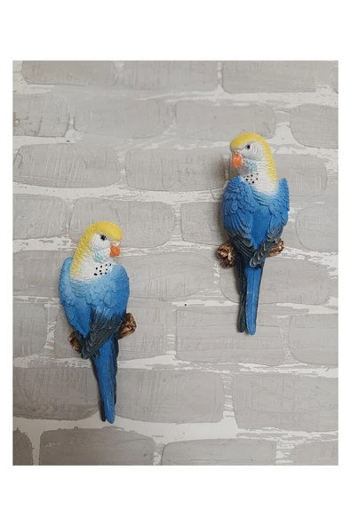 Gobo 2 Adet El Boyaması Muhabbet Kuşu Duvar Balkon Bahçe Süsü Farklı Renklerde - Resim 4