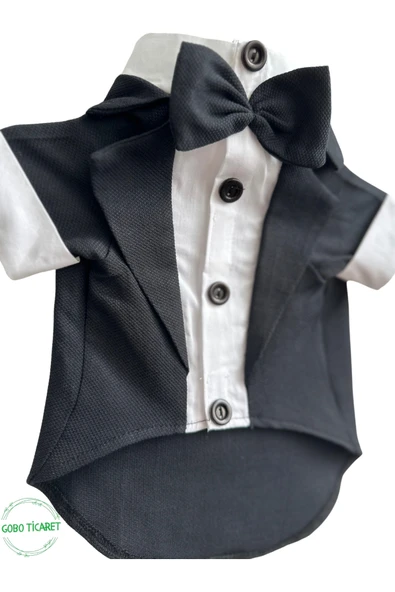 Gobo Siyah Papyonlu Smokin Damatlık Kedi Ve Köpek Elbisesi Kıyafeti Takım Elbise Large/l/beden 3 - Resim 7