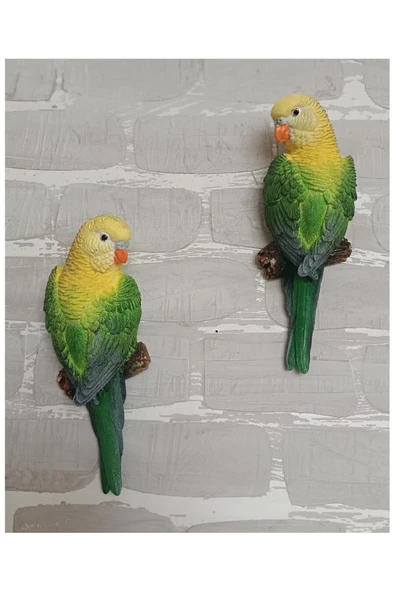 Gobo 2 Adet El Boyaması Muhabbet Kuşu Duvar Balkon Bahçe Süsü Farklı Renklerde - Resim 4