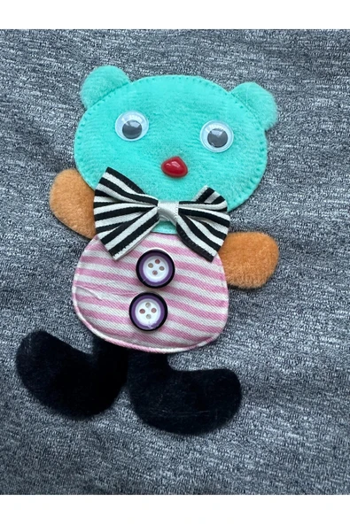 Goboticaret Sevimli Yeşil Ayıcık Aksesuarlı Aplikeli Gri Kedi Köpek Kıyafeti Elbisesi - Resim 5