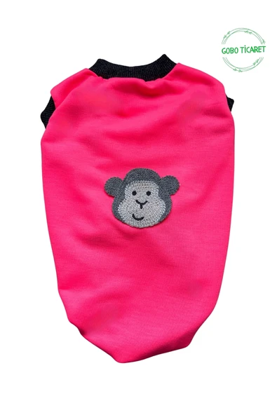 Gobo Beyaz Maymun Aksesuarlı Fosforlu Pembe Kedi Köpek Kıyafeti Elbisesi Large/l/beden 3 - Resim 2