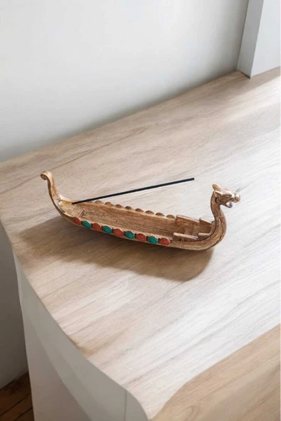 Gobo Viking Gemisi Tütsülük Seramik Tozundan Tütsü Hediyeli - Resim 6