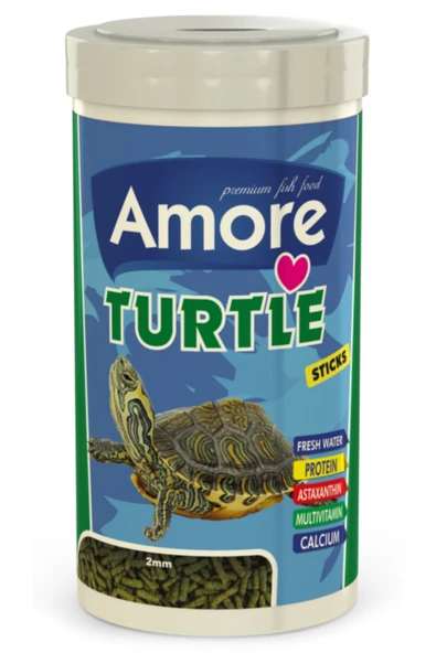 AMORE Turtle Sticks 250ml + Ahm Turtle 250ml Vitamin Kalsiyum Mineral Plus Sürüngen Ve Kaplumbağa Yemi - Resim 2