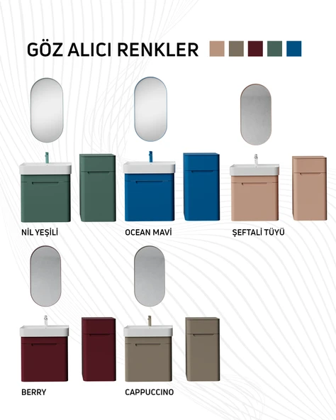 Colorit Çekmeceli Lavabo Dolabı 60 cm Berry - Resim 3