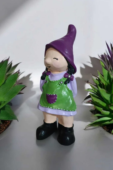 Gobo Dekoratif Bahçe ve Balkon Cüceleri Farklı Renklerde Seramik Tozu El Boyaması (24 x 10 cm) 1 Adet - Resim 5