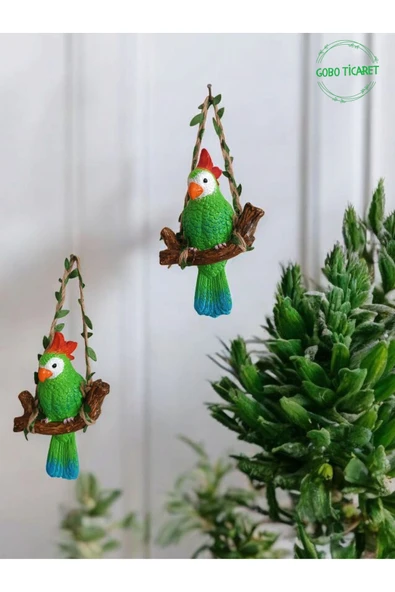 Gobo GoboTicaret 2 Adet Dekoratif Sallanan Duvar ve Bahçe Süsü Kuş Biblo Farklı Renk Seçenekleri 13*9 cm - Resim 8