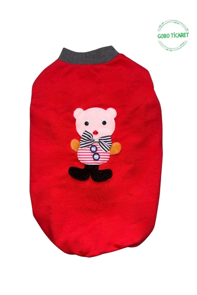 Goboticaret Pembe Ayıcık Aksesuarlı Kırmızı Kedi Köpek Kıyafeti Elbisesi XXLarge/XXL/Beden 5 - Resim 3