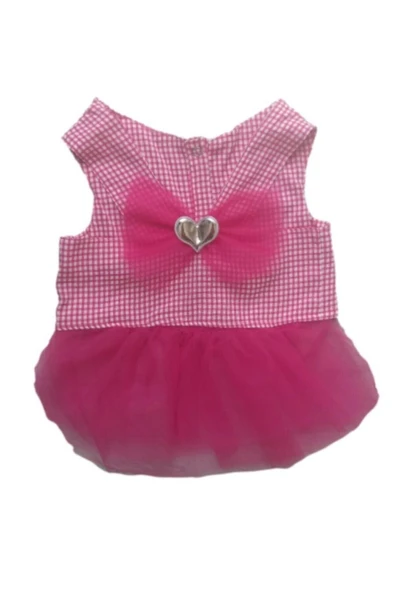 Gobo Pembe Kareli Kalpli Tüllü Kedi Köpek Kıyafeti Elbisesi - Resim 5