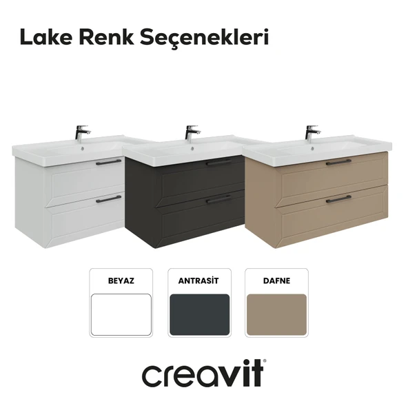 D20 100 Cm İki Çekmeceli Lavabo Dolabı Dafne Lake Kapak - Resim 4