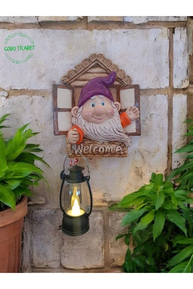 Gobo Fenerli Welcome Cücesi Dekoratif Kapı ve Duvar Süsü Farklı Renklerde - Resim 3