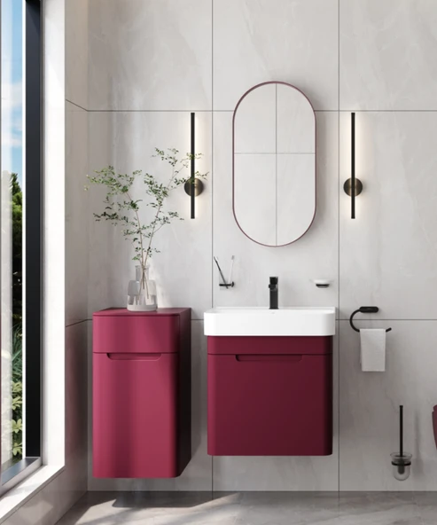 Colorit Çekmeceli Lavabo Dolabı 60 cm Berry ürün görseli 1