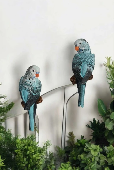 Gobo 1 Adet El Boyaması Muhabbet Kuşu Duvar Balkon Bahçe Süsü Farklı Renklerde - Resim 4