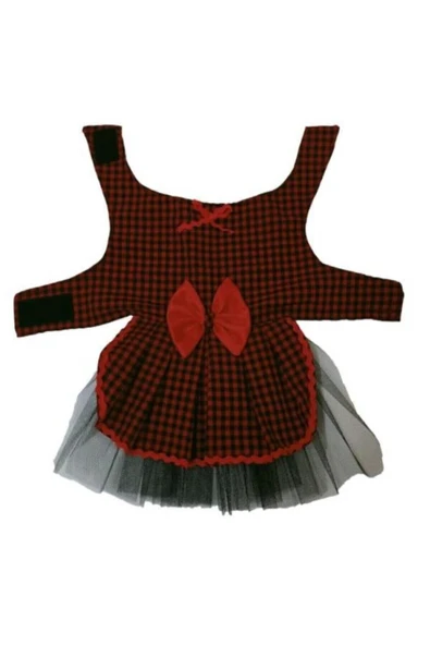 Gobo Kırmızı Siyah Kareli Kırmızı Papyonlu Dişi Kedi Köpek Kıyafeti Elbisesi Xlarge/xl/beden 4 - Resim 7