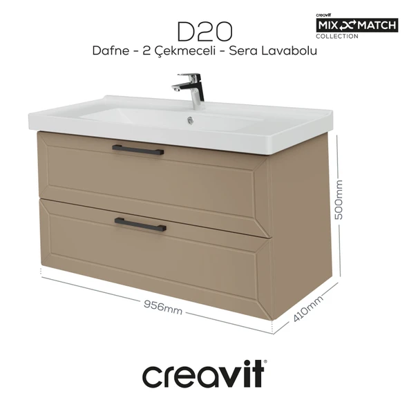 D20 100 Cm İki Çekmeceli Lavabo Dolabı Dafne Lake Kapak ürün görseli 1