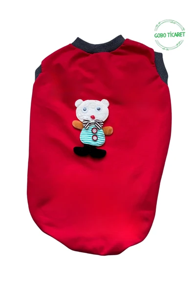 Gobo Sevimli Beyaz Ayıcık Aksesuarlı Kırmızı Kedi Köpek Kıyafeti Elbisesi XXLarge/XXL/Beden 5 - Resim 3