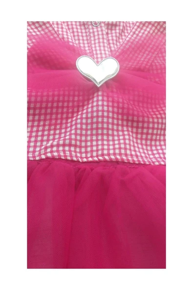 Gobo Pembe Kareli Kalpli Tüllü Kedi Köpek Kıyafeti Elbisesi S/SMALL/Beden 1 - Resim 7