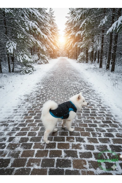 Gobo Siyah Kışlık Kedi Köpek Kıyafeti Love Desenli Kışlık Elbise - Resim 5