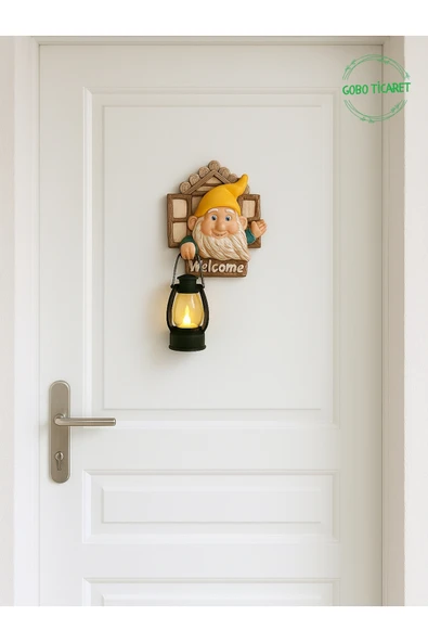 Gobo Fenerli Welcome Cücesi Dekoratif Kapı ve Duvar Süsü Farklı Renklerde ürün görseli 1
