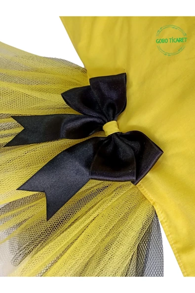 Gobo Siyah Papyonlu Sarı Tüllü Kedi Köpek Kıyafeti Elbisesi SMALL/S/Beden 1 - Resim 5