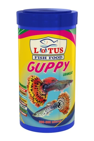 Lotus Guppy Granulat 250 ml Bitkisel Protein Karışık Lepistes Moli Tetrazon Kılıç Balık Yemi ürün görseli