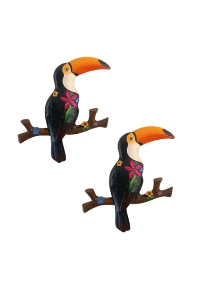 Gobo Büyük Boy Dekoratif Tukan Kuşu Farklı Renklerde Hediye Kutulu 2 Adet 23 x 26 cm ürün görseli 1