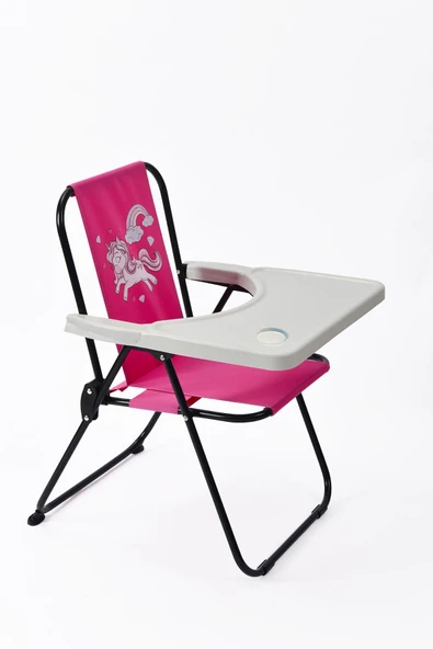 EXENT 2–6 Yaş, Katlanabilir Çocuk Sandalyesi ve Masası Tak-Çıkar Masa-Rainbow Unicorn-PEMBE - 3