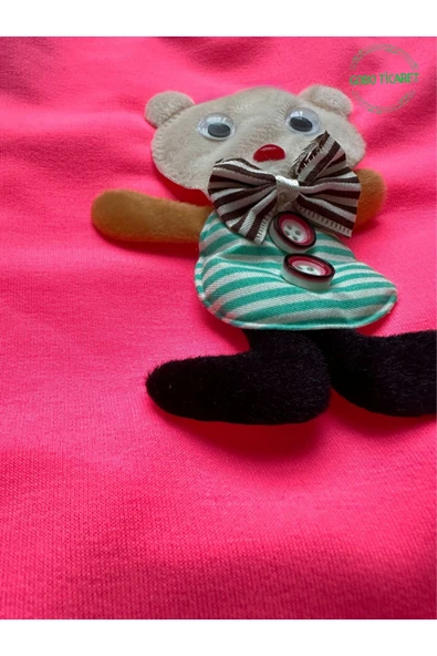 Goboticaret Ayıcık Aksesuarlı Fosforlu Pembe Kedi Köpek Kıyafeti Elbisesi S/SMALL/Beden 1 - Resim 4