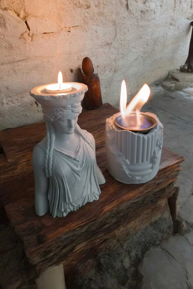 Gobo Dekoratif Karyadit Kızı ve Ateş Çukuru Seti Gri - Resim 4