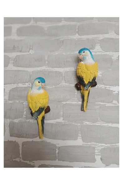 Gobo 2 Adet El Boyaması Muhabbet Kuşu Duvar Balkon Bahçe Süsü Farklı Renklerde - Resim 3