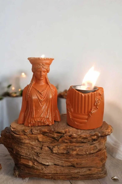 Gobo Dekoratif Karyadit Kızı ve Ateş Çukuru Seti Hediyeli Bacasız Şömine Turuncu - Resim 4