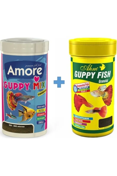 Ahm Amore Guppy Mix Granules 250ml Guppy Granulat 250ml Lepistes Moli Kılıç Melek Balık Yemi ürün görseli
