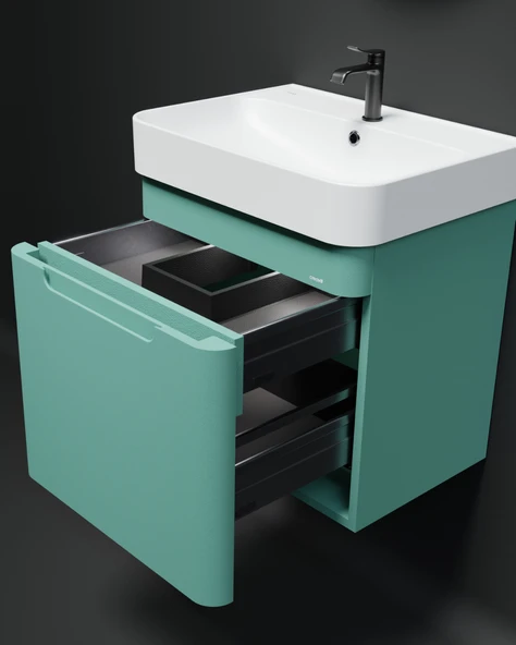 Colorit Çekmeceli Lavabo Dolabı 60 cm Nil Yeşili - Resim 2